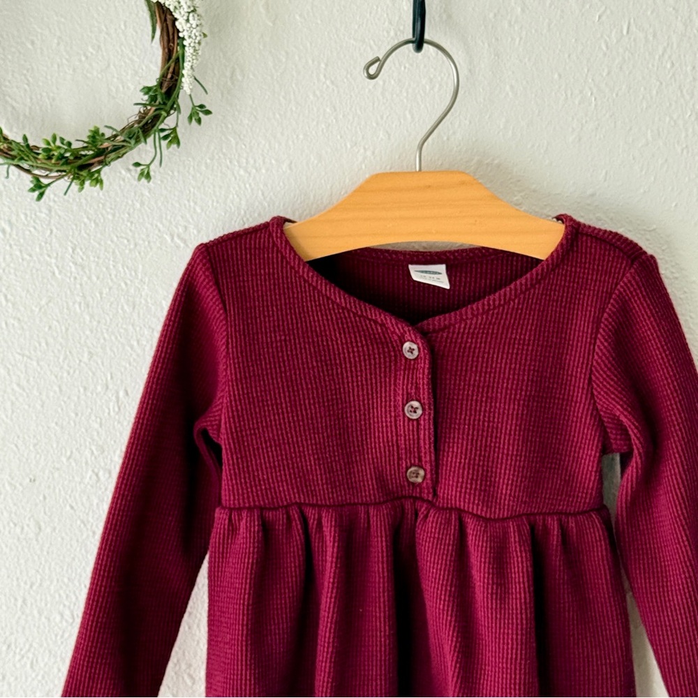 Old Navy Toddler Girl Burgundy Ribbed Dress Size 18–24 Months